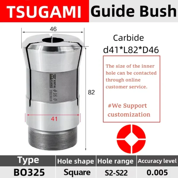 Tsugami Square BO325 3827E 28.001 TD32S  Headstock Collet  Swiss type lathe chuck high precision carbide  Guide bush - Image 3