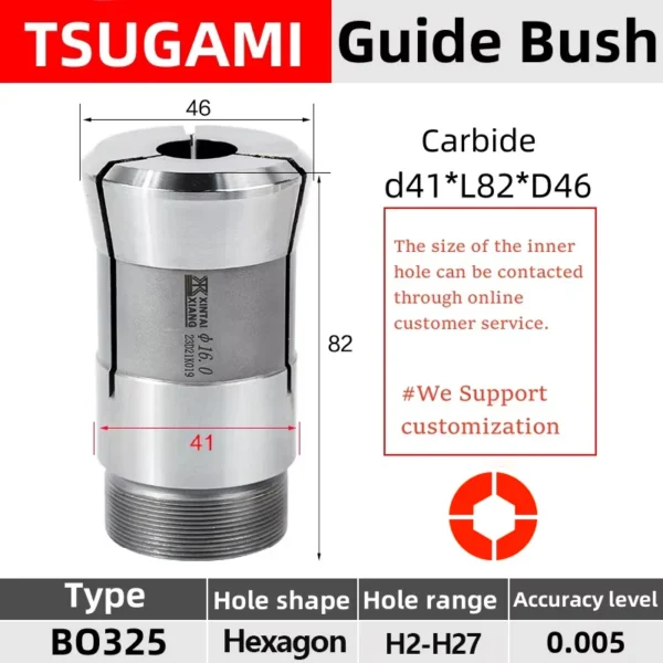 Hexagon BO325 Tsugami 3827E 28.001 TD32S  Headstock Collet  Swiss type lathe chuck high precision carbide  Guide bush - Image 3