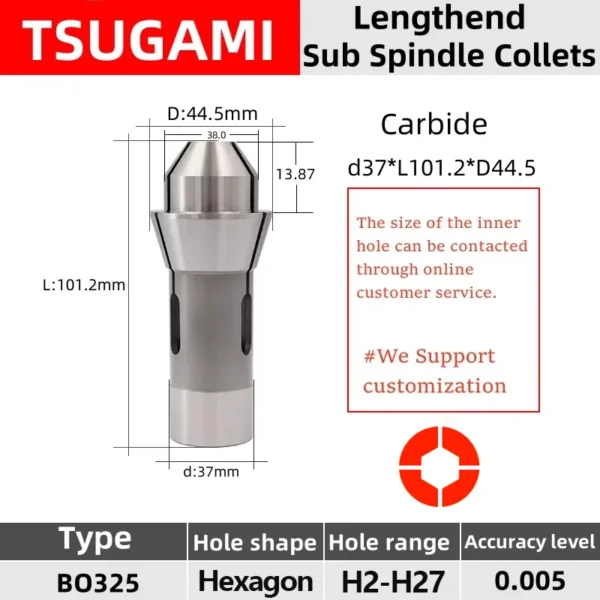 Hexagon BO325 Tsugami 3827E 28.001 TD32S  Headstock Collet  Swiss type lathe chuck high precision carbide  Guide bush - Image 4